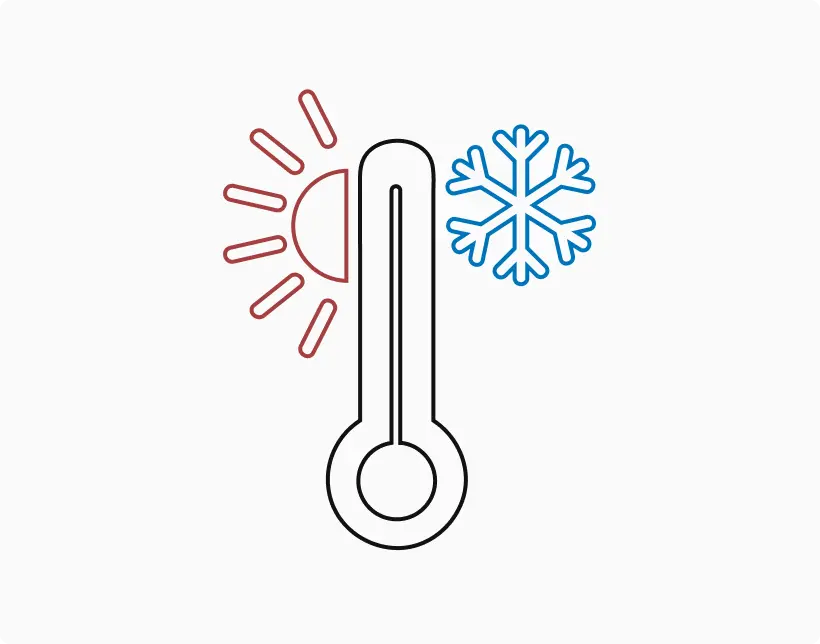 temperature icon with sun and snowflake icons