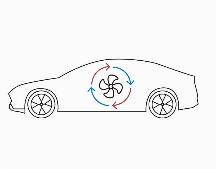 Car icon with hot and cold fan