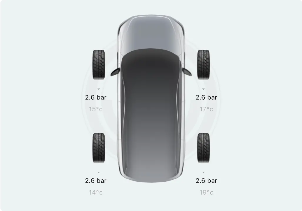 Example of OMODA mobile app overview of tyre information