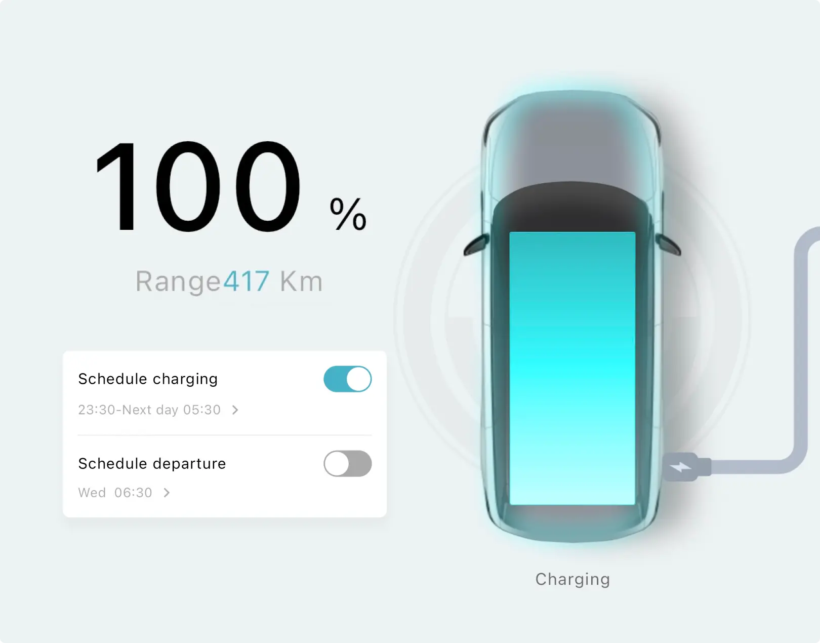 Example of charging functionality within the mobile app
