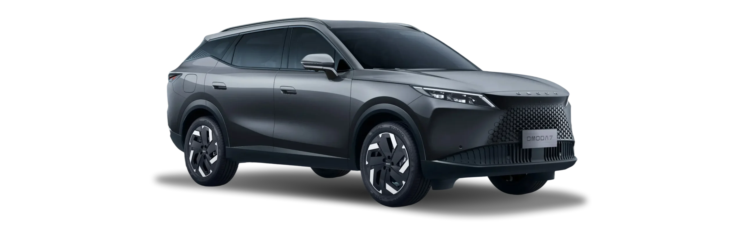 Side view of OMODA 7 in Iced Moonstone