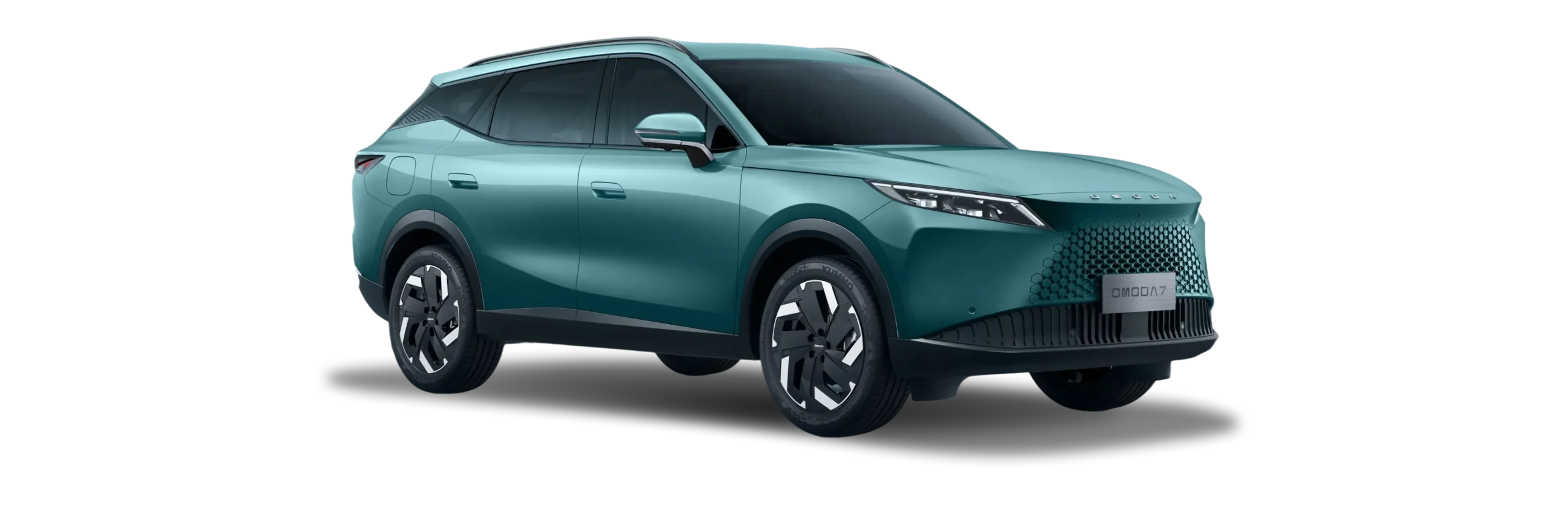 Side view of OMODA 7 in Larimar Green